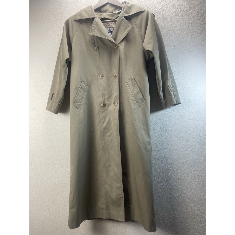 Gallery Women's Khaki Tan Double Breasted Lined Long Trench Coat Size 5/6 Small